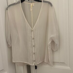 Chic Sheer Blouse with Button Detail